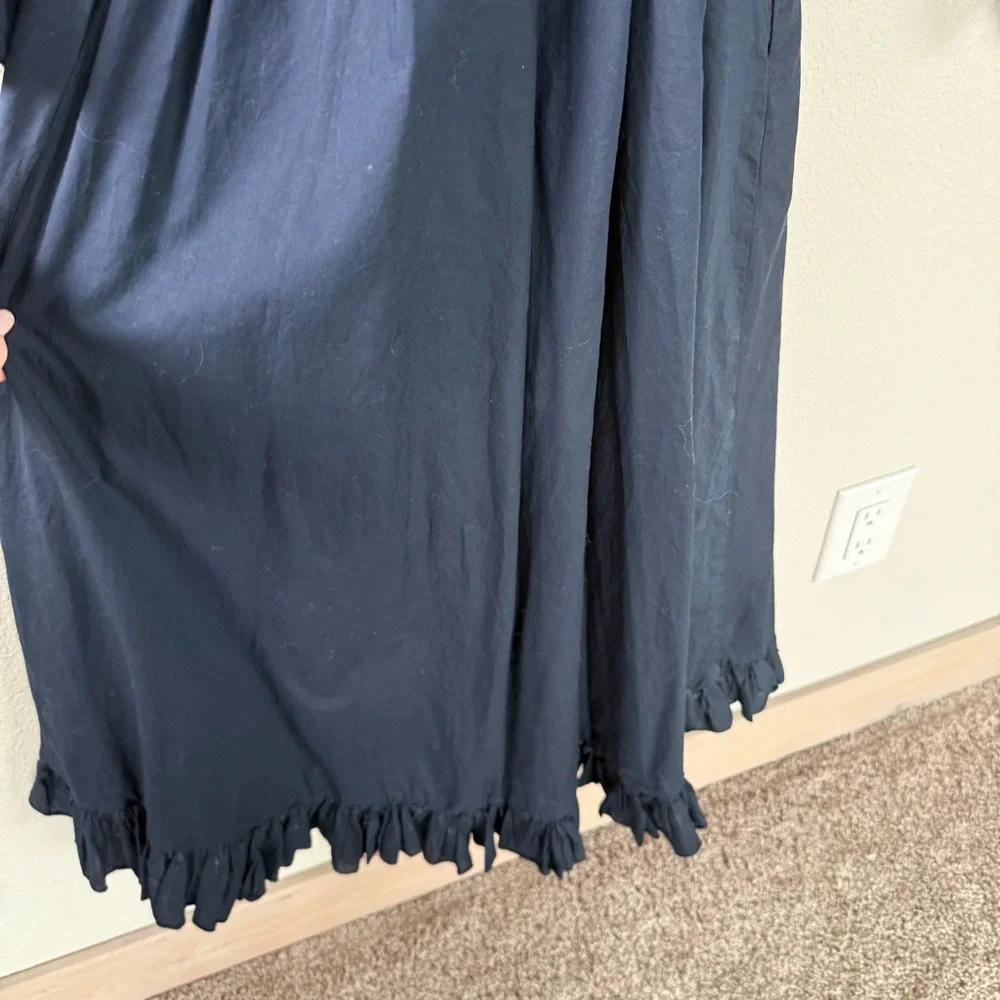 A Shirt Thing Navy Blue Wrap Midi Dress Cotton Casual Boho Minimalist Women M/L - Picture 15 of 15